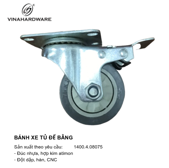 Bánh xe tủ đế bằng, có khóa Vinahardware