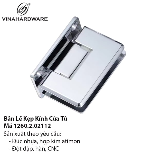 Bản Lề Kẹp Kính 90 Độ Inox – Mã 1260.2.00902