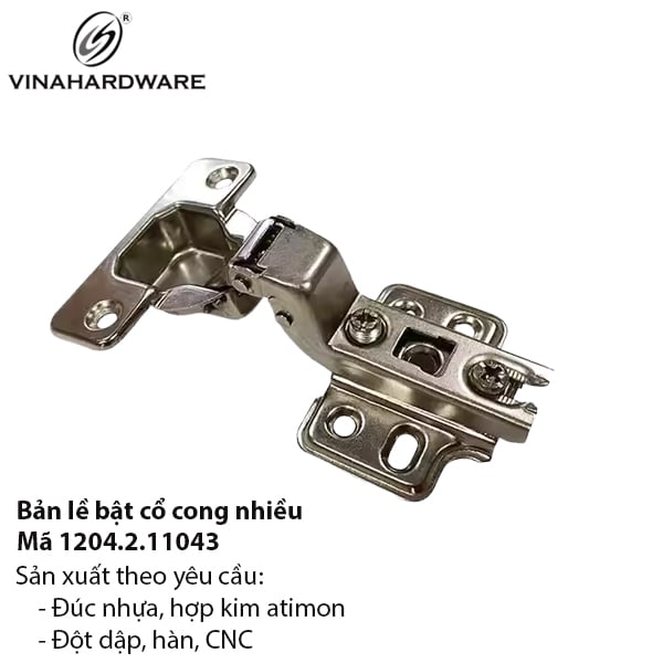 Bản lề cup 26mm nắp bật cổ cong nhiều - Mã 1204.2.11043