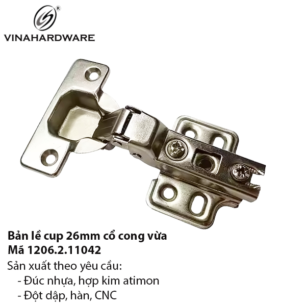 Bản lề cup 26mm cổ cong vừa - Mã 1206.2.11042