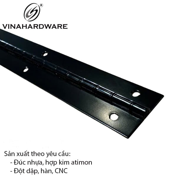 Bản lề piano Vinahardware bản 37mm sơn đen mờ 1240.1.37206
