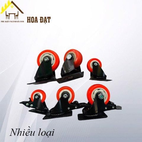 Bánh xe đẩy có khóa Vinahardware, màu cam phi 50 CT5056-CT5056