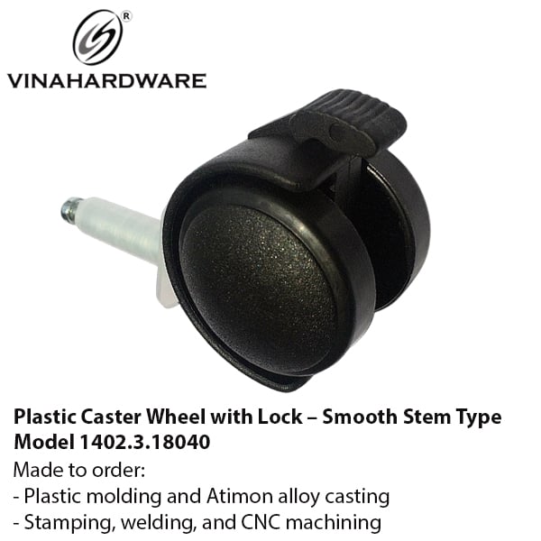 Bánh xe nhựa ty ren trơn có khóa – An toàn, chắc chắn, dễ lắp đặt