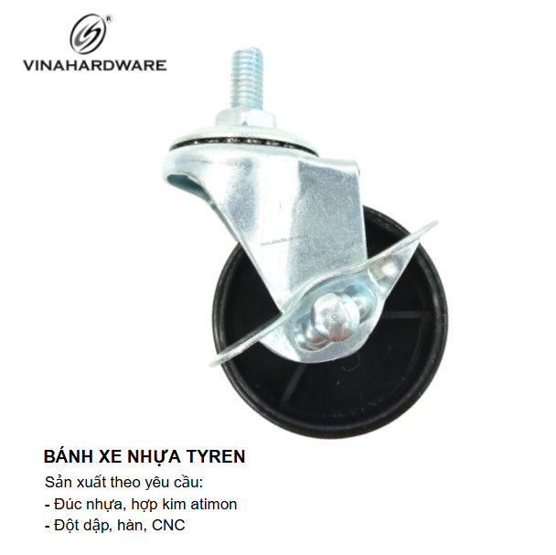 Bánh xe nhựa, tyren, có khóa Vinahardware