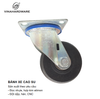 Bánh xe cao su Vinahardware, đế vuông, không khóa, màu đen-CT150KK