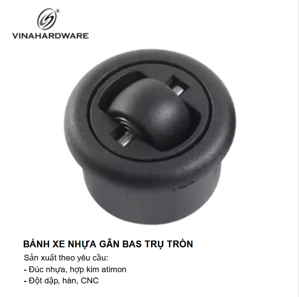 Bánh xe nhựa gắn bas trụ tròn Vinahardware