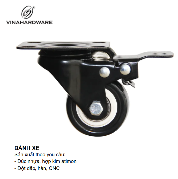 Bánh xe tủ nhựa cao cấp có khóa Vinahardware