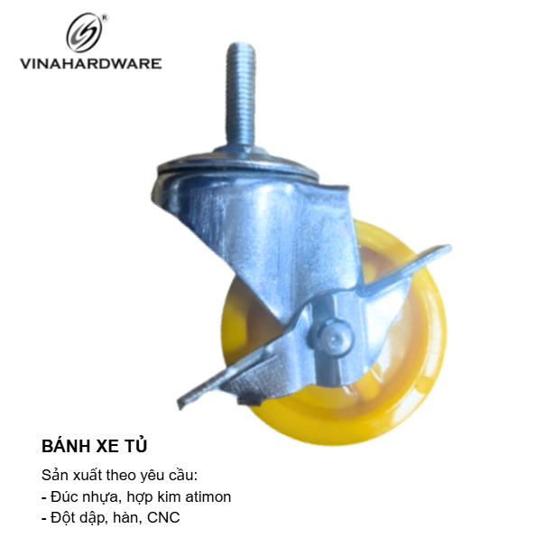 Bánh xe tủ, tyren, có khóa Vinahardware