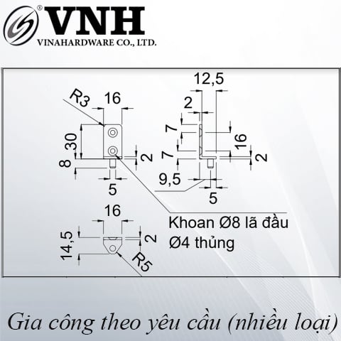 Bas chốt Vinahardware kích thước 30x16x2, phôi VNH2923617-VNH2923617