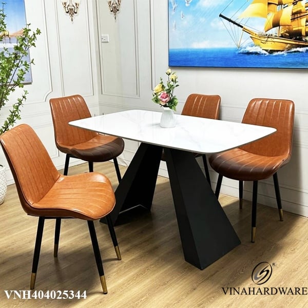 Bộ bàn ghế ăn mặt đá, ghế nệm Vinahardware VNH404025344