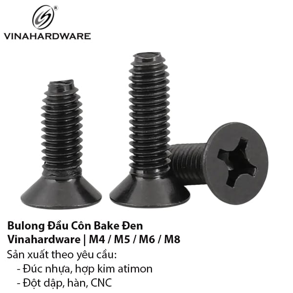 Bulong Đầu Côn Bake Màu Đen – M4 / M5 / M6 / M8 | Vinahardware