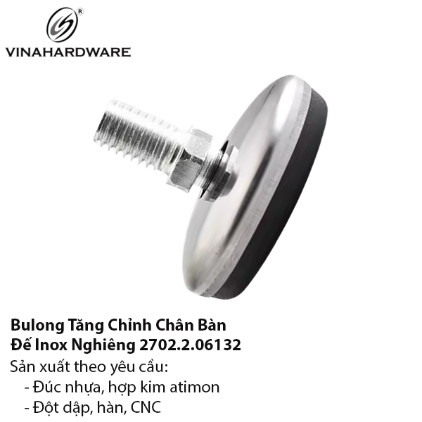 Chân Tăng Chỉnh M6 Đế Inox Ø30mm – Mã 2702.2.06132