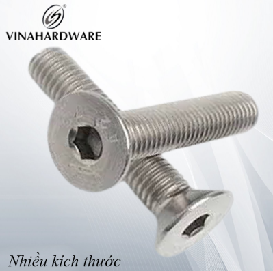 Bulong lục giác chìm đầu côn M6 Vinahardware, inox 304 - HSS625IN