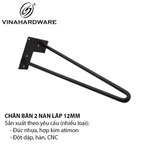 Chân bàn sắt hai nan Vinahardware lap 12, bas góc sơn đen mờ 2103.1.33556