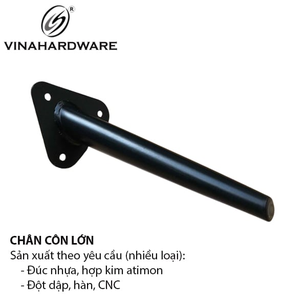 Chân côn bàn ghế Vinahardware, ống D42-D20, dày 1.2mm, sơn đen mờ