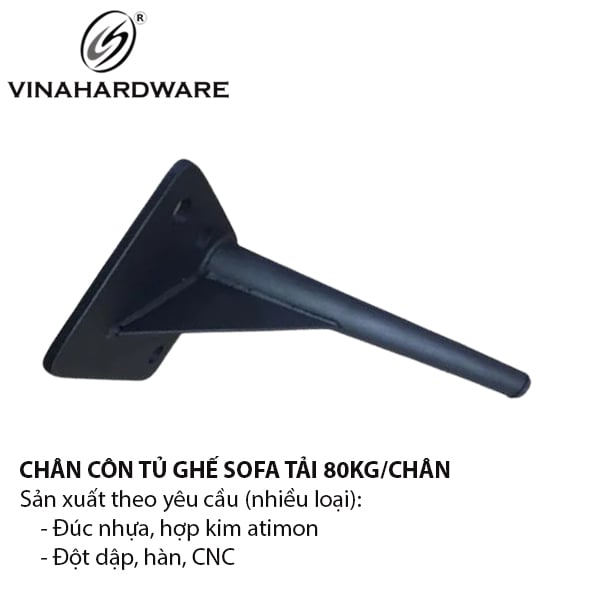 Chân ghế sofa sắt Vinahardware, sơn tĩnh điện mờ kích thước 225x80x5mm - VNH225805