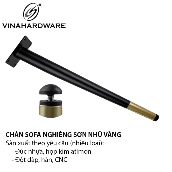 Chân ghế sofa (chân nghiêng) vàng đen Vinahardware, cao cấp - VNH101D200