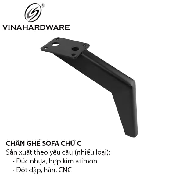 Chân ghế sofa kiềng đen Vinahardware loại 150mm, màu đen