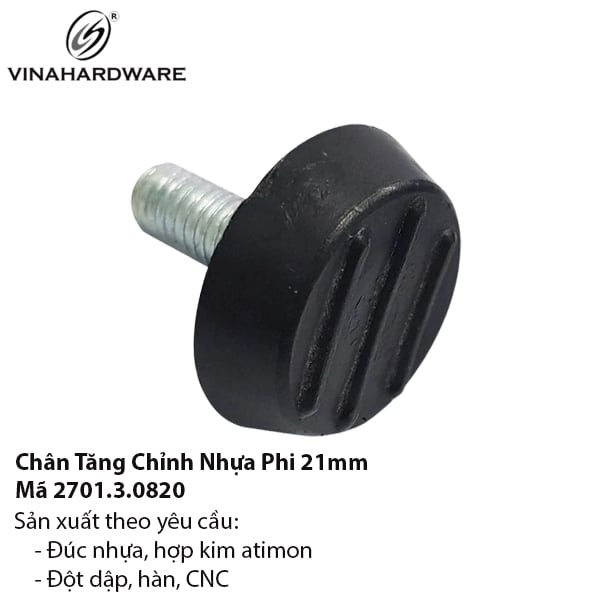 Chân Tăng Chỉnh Đế Tròn Nhựa Ø21mm - Mã 2701.3.08201