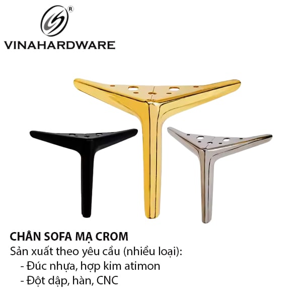 Chân ghế sofa Y tròn Vinahardware loại 150mm, đen bóng Vina