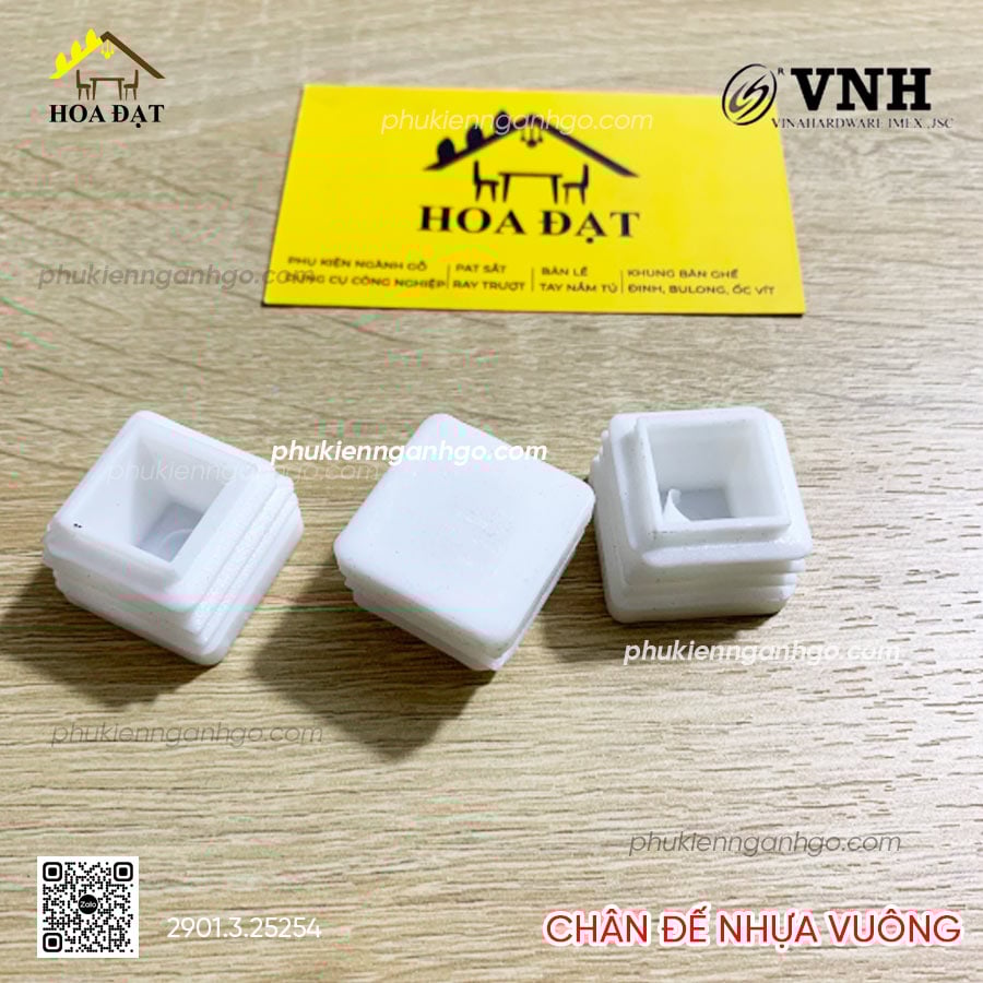 Chân đế nhựa vuông Vinahardware, màu trắng-PB25W