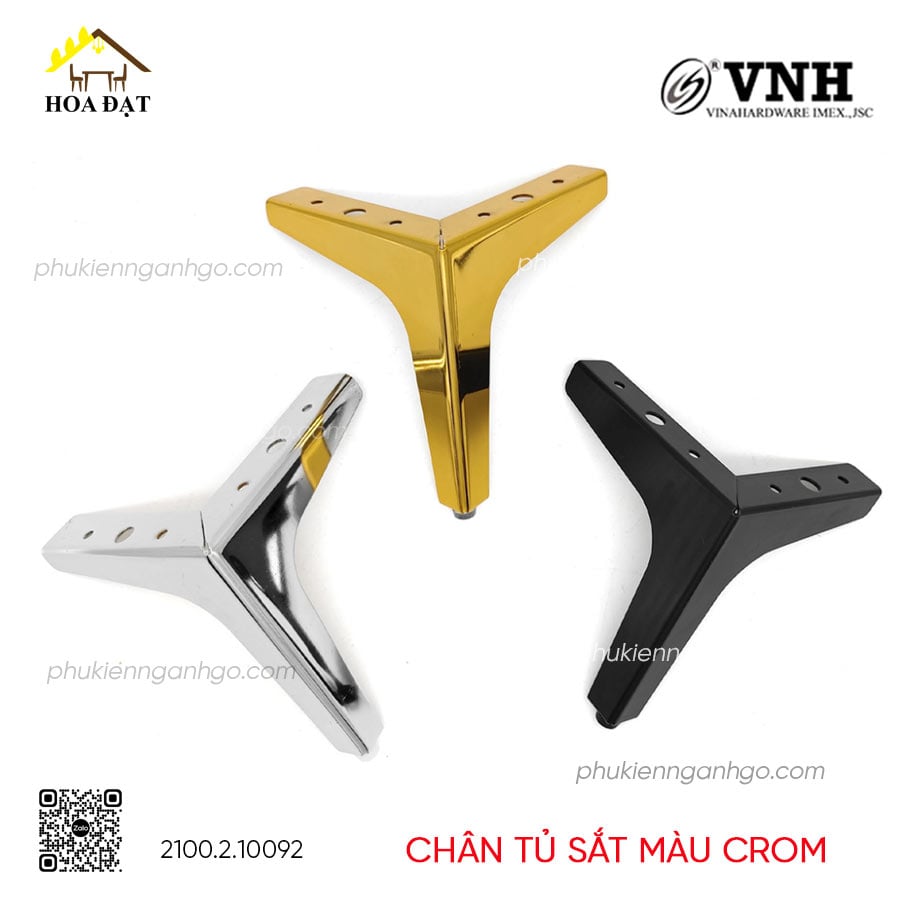 Chân tủ sắt - Chân ghế sofa Y 3 cạnh - Màu crom - Màu đen Vinahardware