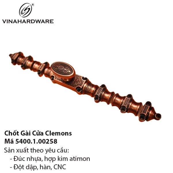 Chốt gài cửa Clemon màu giả cổ 2500mm cửa đi - Mã 5400.1.00258