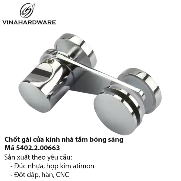 Chốt gài cửa kính nhà tắm Inox bóng – Vinahardware 5402.2.00663