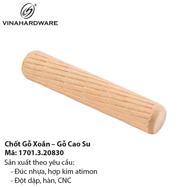 Chốt gỗ xoắn Vinahardware - Mã 1701.3.20830
