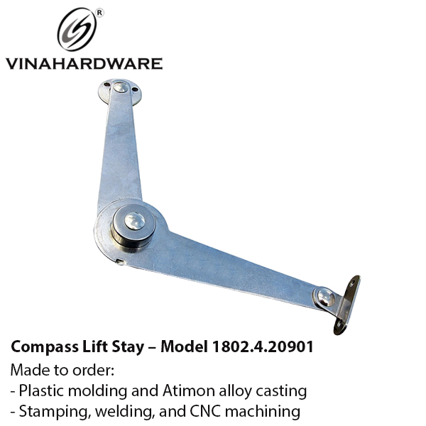 Tay nâng cửa tủ giò gà inox – Compass Arm 1802.4.20901