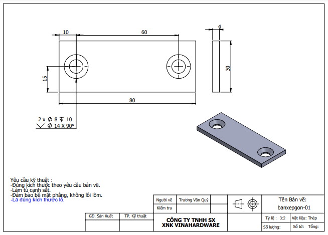 Pat ( Bas) sắt 80x30x4, tâm lỗ 60mm, sơn đen 1608.1.30606
