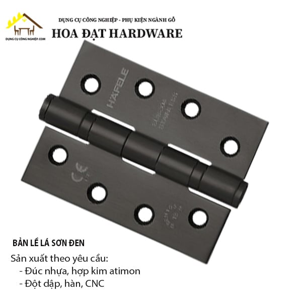 Bản lề lá inox 304 Hafele sơn đen (nhiều loại)