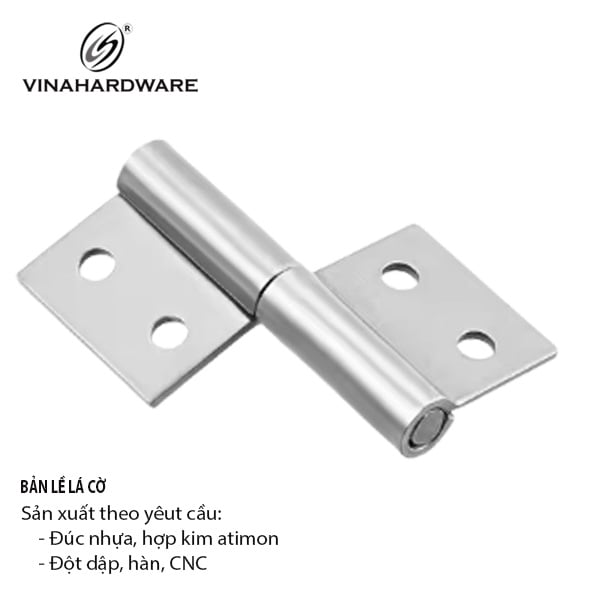 Bản lề lá cờ, khoan lỗ màu trắng Vinahardware