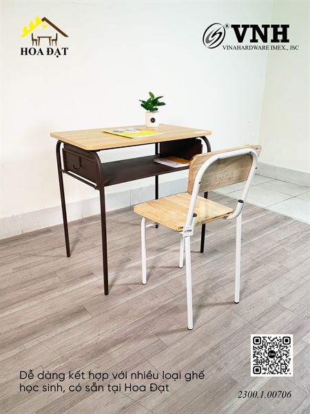 Bàn học đơn Vinahardware - VNH700500 - 700x500x750mm - sơn nâu cát (Cái)