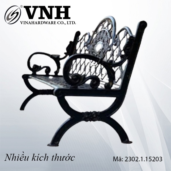 Ghế sắt công viên ngoài trời, sơn đen Vinahardware - VNH033861