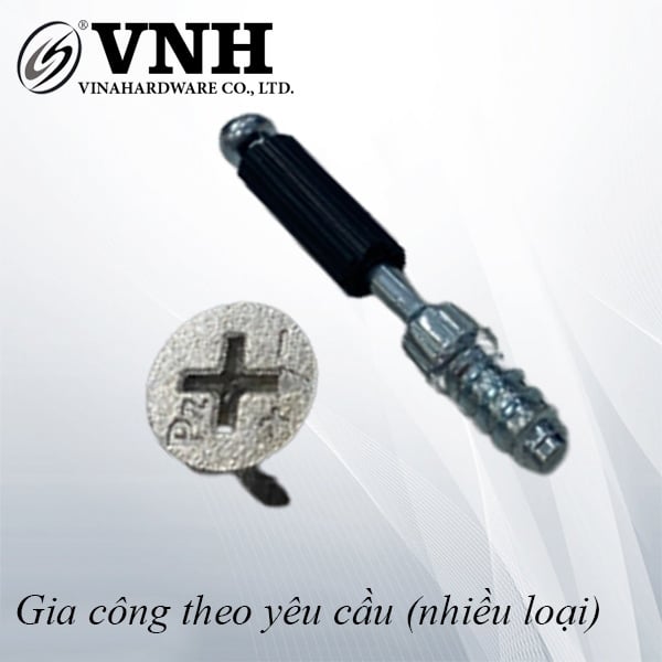 Bộ liên kết Cam Pz kèm tắc kê nhựa và cốt nhựa đen ren nhuyễn Vinahardware loại 42mm - CC0015B15-CC0015B15
