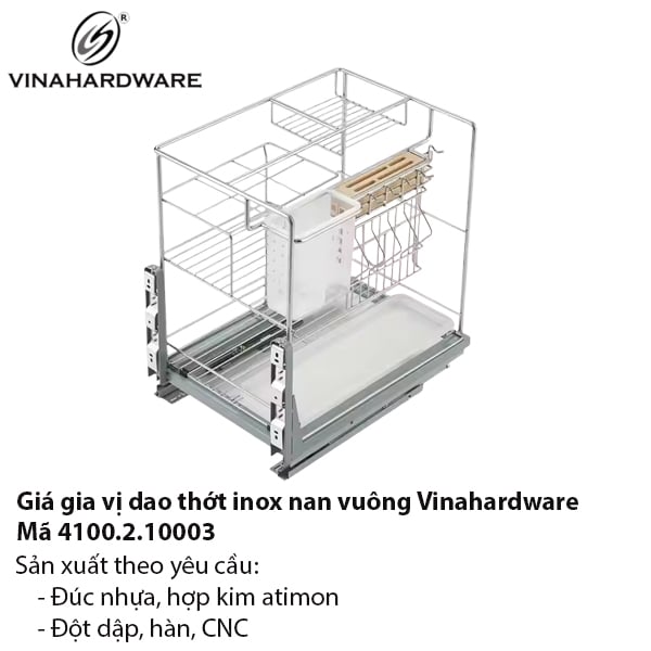 Giá Gia Vị Dao Thớt Inox Nan Vuông Vinahardware – Mã 4100.2.10003
