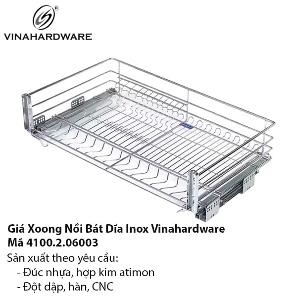 Giá xoong nồi bát đĩa đa năng inox 304 - Mã 4100.2.06003