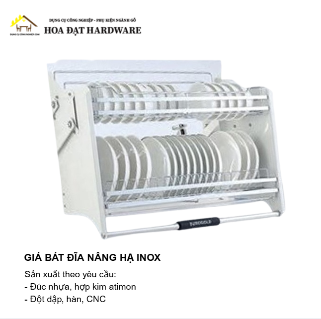 Giá bát đĩa nâng hạ Inox 201 Eurogold