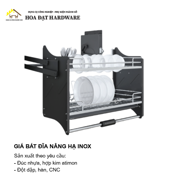 Giá bát nâng hạ - Loại nan oval Inox 304