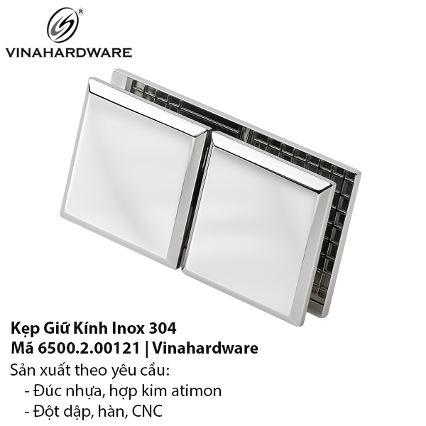 Kẹp Kính Vuông Inox 304 – Mã 6500.2.00121