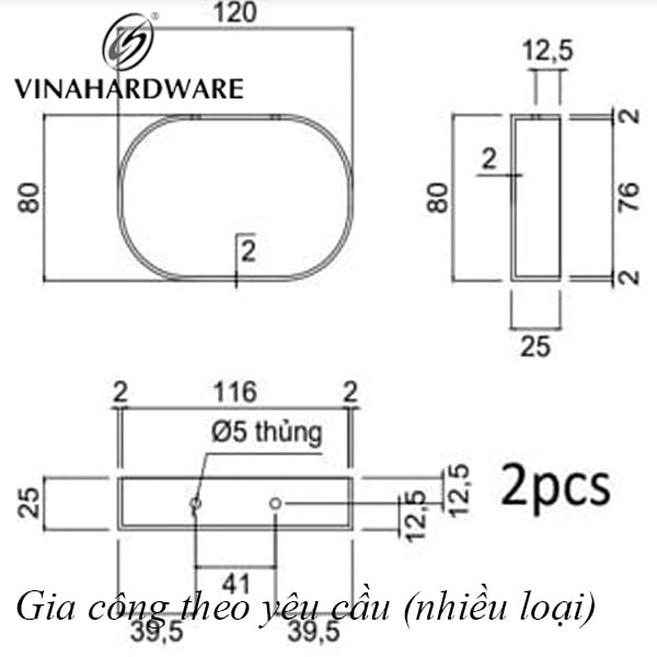 Khay sắt Vinahardware kích thước 120x80x25, phôi-VNH2923595