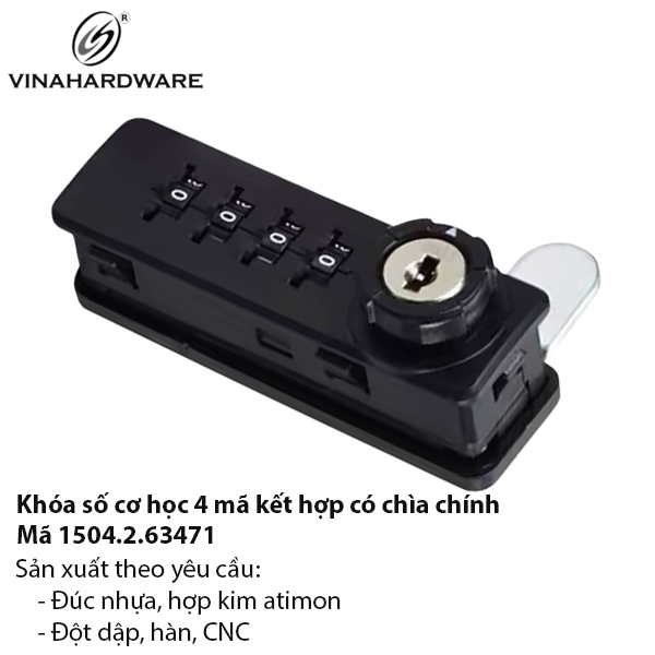Khóa Số Cơ 4 Mã Kết Hợp Có Chìa Chính - 1504.2.63471
