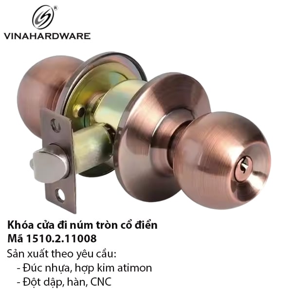 Khóa tay tròn màu nâu cánh gián – Mã 1510.2.11008 Vinahardware