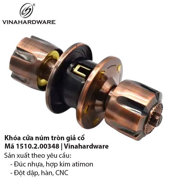 Khóa tay tròn màu đồng cổ điển – Vinahardware 1510.2.00348