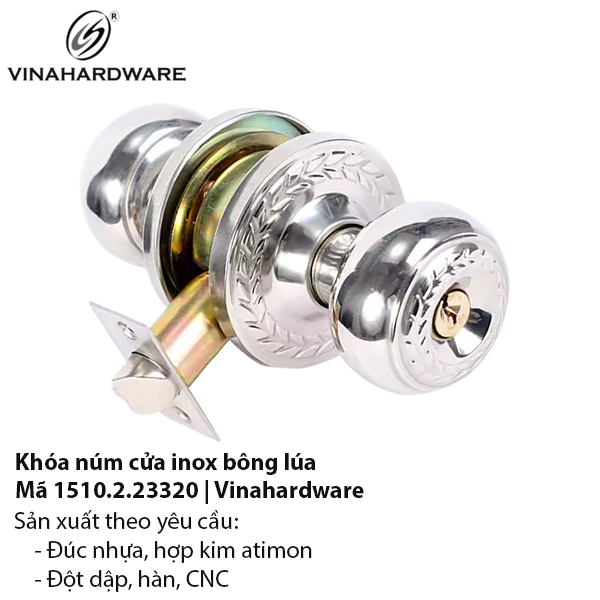 Khóa tay tròn inox họa tiết bông lúa – Mã 1510.2.23320 Vinahardware