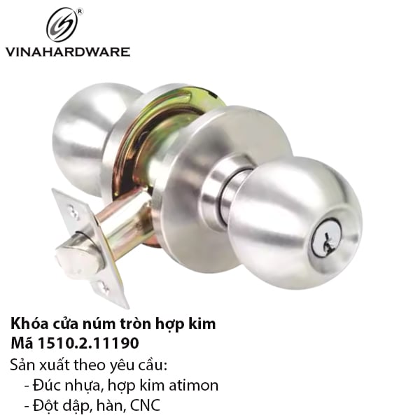 Khóa cửa núm tròn cho cửa phòng Inox 201 - Vinahardware 1510.2.11190
