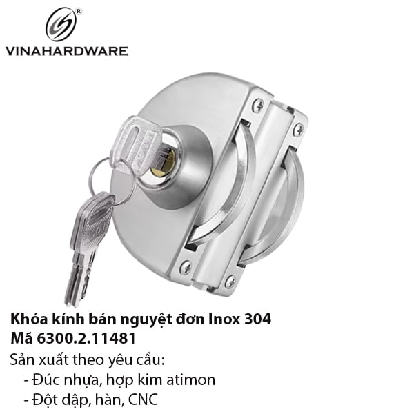 Khóa Kính Bán Nguyệt Đơn Inox 304 - Mã 6300.2.11481