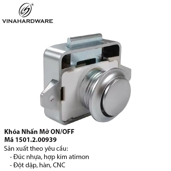 Khóa Nhấn Mở ON/OFF – Mã 1501.2.00939 – Nút Nhấn Mạ Crom Sang Trọng