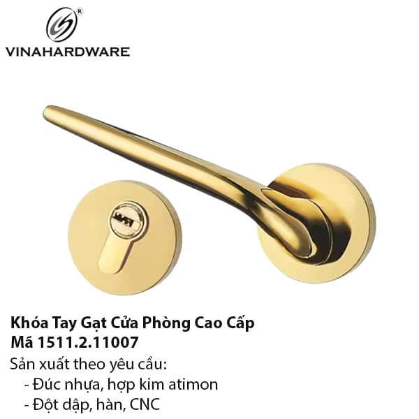 Khóa Tay Gạt Cửa Phân Thể Mạ Vàng 24K – Mã 1511.2.11007
